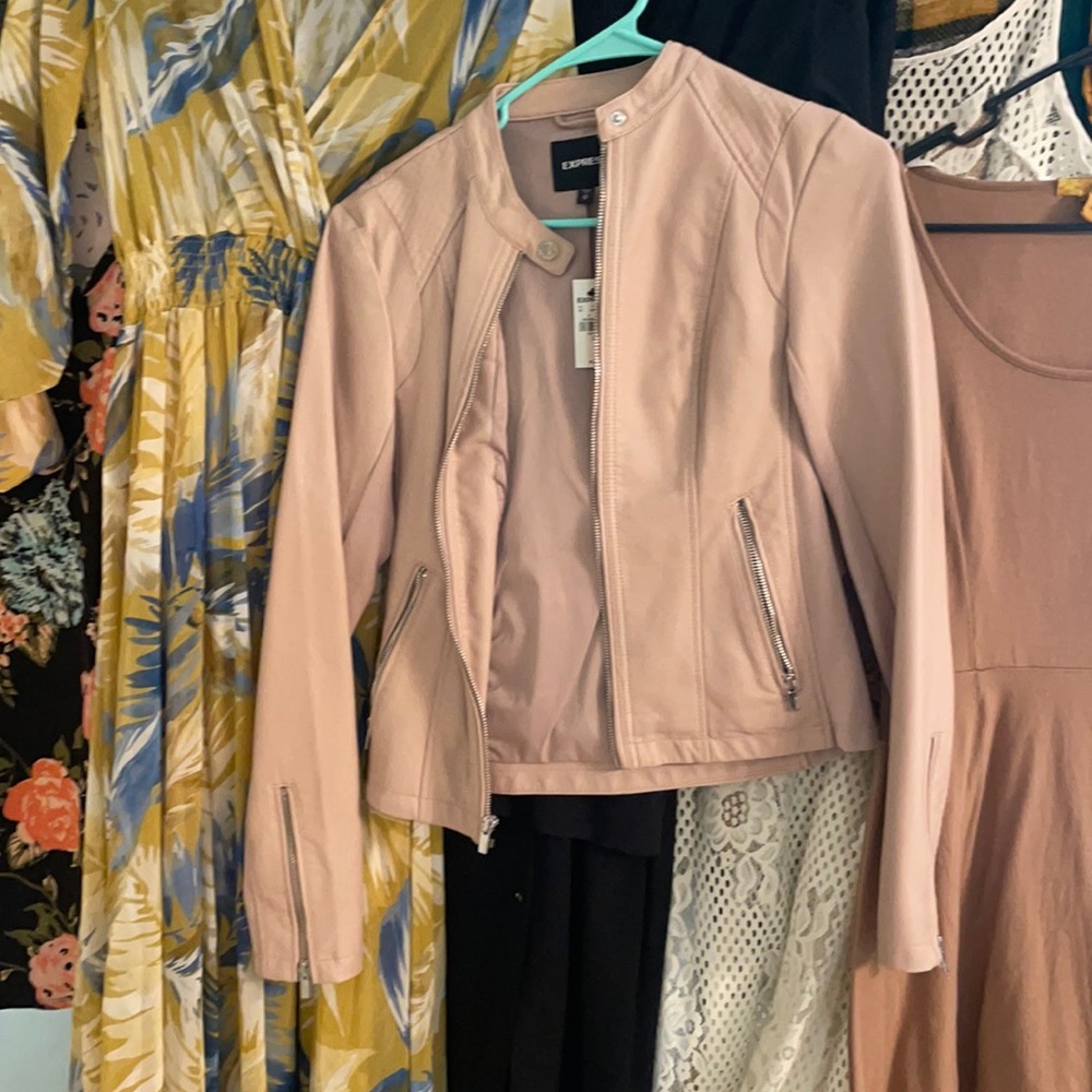 LIGHT PINK Express leather XS JACKET